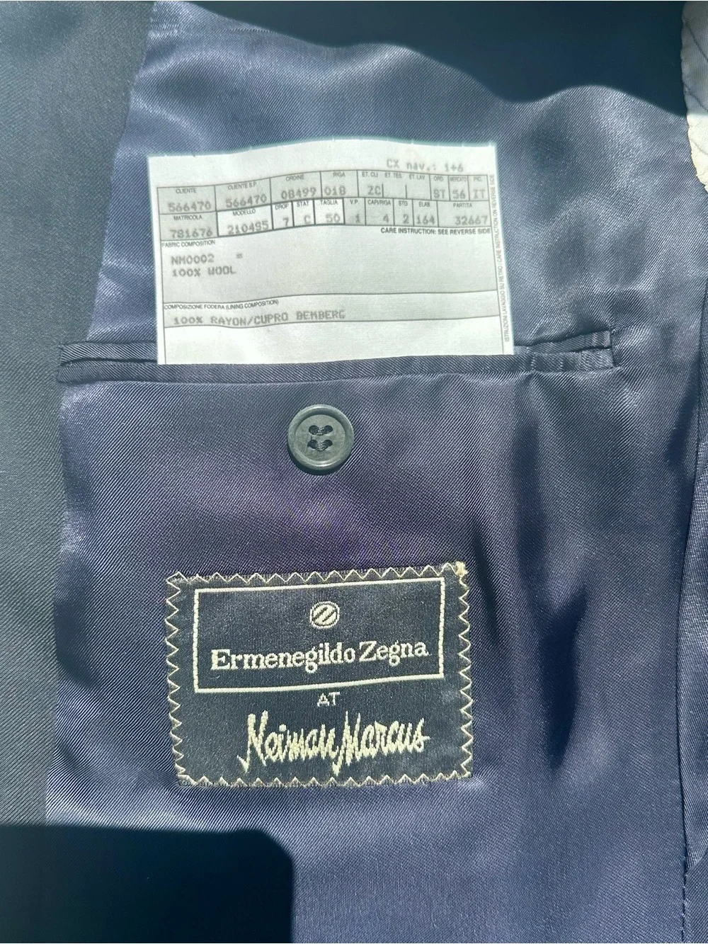 Ermenegildo Zegna Black Wool Two-Button Wool Suit Jacket Blazer, It 50 US 40